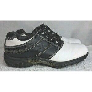 FOOTJOY Mens Golf Shoes Contour Series 9.5W Black and White Leather Resortwear